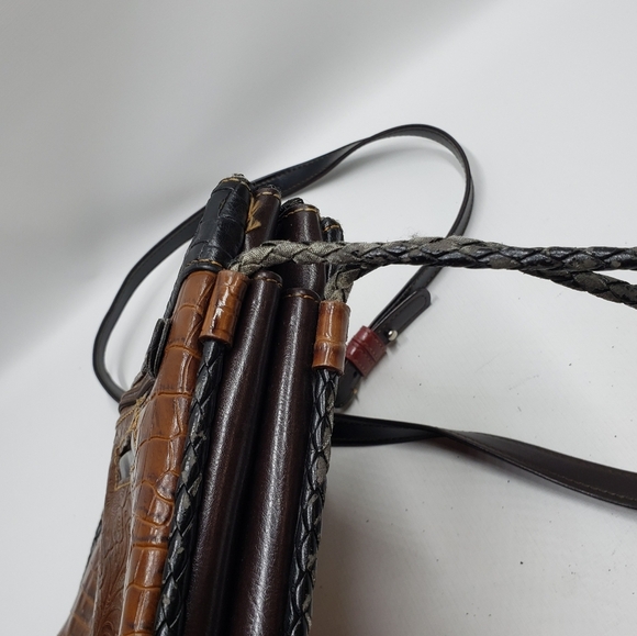 M.C. Marc Chantal Fake Reptile Skin Purse Brown Red Crossbody Strap - Picture 12 of 16